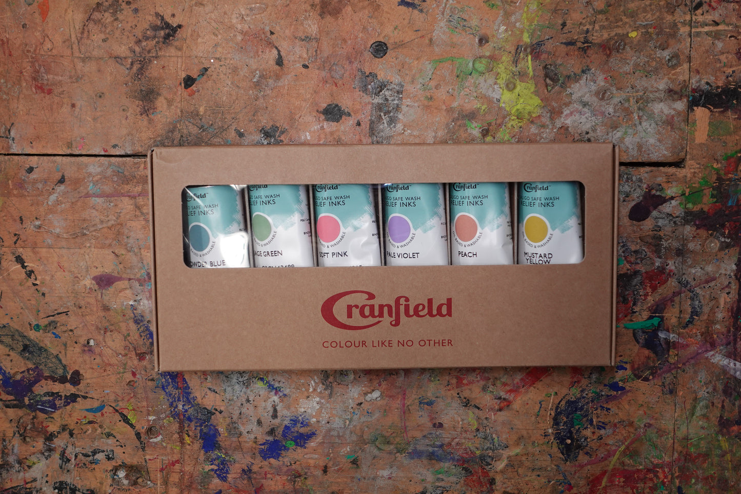 Cranfield Caligo Safe Wash Relief Ink – Pastel Set (6 x 75ml Tubes)