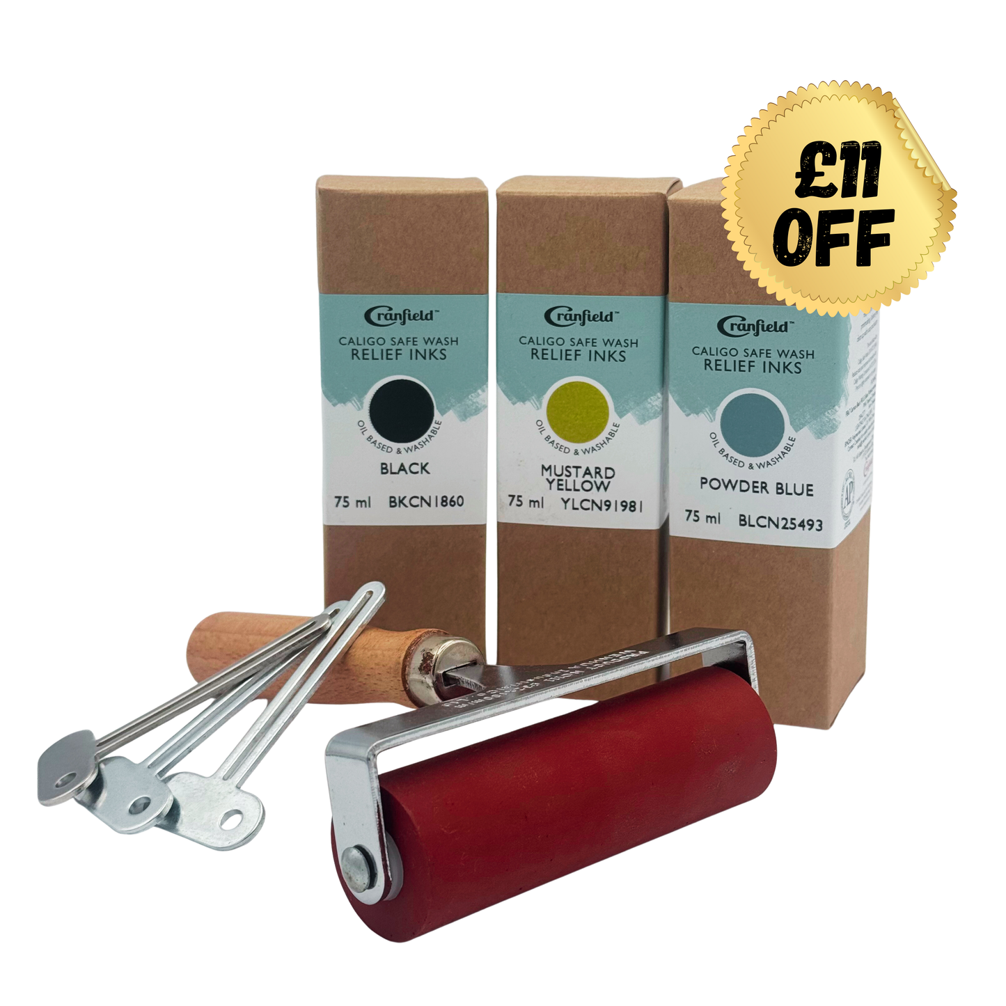 Printmaker’s Roller & Triple Ink Artist Bundle